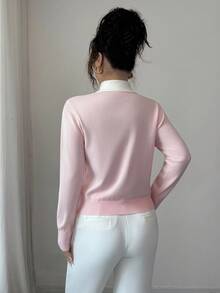 Elenzga Women's Contrast Collar Bowknot Front Cardigan Fall Winter Cloth For Women