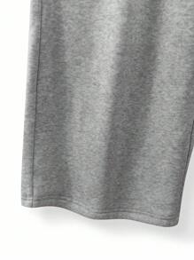 Franclia 女士休闲优雅条纹拼布领套头连帽衫和直筒抽绳腰羊毛运动裤套装，灰色