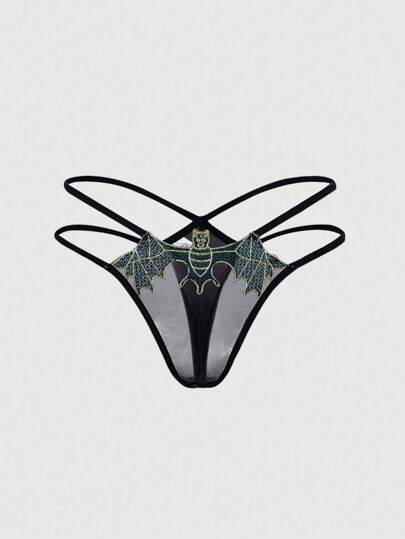 Goth Gothic Bat Net Mesh Women's G-String Panties