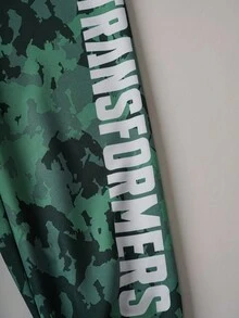 Transformers X SHEIN Tween Boy 休闲时尚街头迷彩机器人字母图案卫衣和运动裤套装，春秋季 - 彩色 - 查看 8