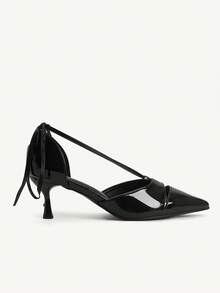 CUCCOO CHICEST Fashionable Elegant Lace-Up Pointed Toe High Heels - Black - View 6