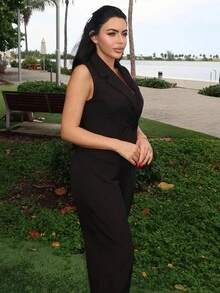 Durrani Popal 两件套秋季服装 2 件套女士纯色无袖上衣和裤子秋季衣服