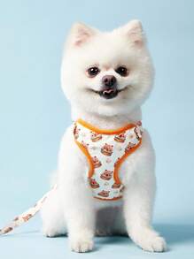 PETSIN Pet Cat Dog Universal Chest Harness Leash Set, Cute Hamburger & Hamster Cartoon Print, Fashion & Adorable