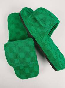 SHUZIA Square Toe Slide Mid Flatform Sandals - Green - View 2