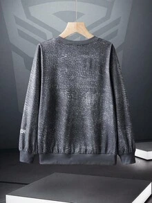 Transformers X SHEIN Sudadera informal con cuello redondo y gráfico de letras para niño preadolescente, otoño - Gris - Ver 2