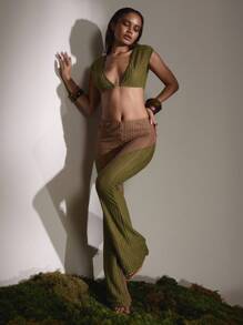 MUSERA Low Rise Cut Out Fitted Bootcut Trousers Night Out Sexy Y2k Sync Party Summer Casual - Multicolor - View 5