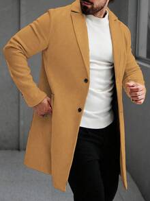 Manfinity Homme Áo khoác dài tay nam màu trơn, kiểu dáng thường ngày, thích hợp cho mùa thu/đông. - màu nâu - Xem 4