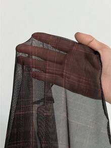 Sunspun Váy cổ vuông tay dài họa tiết kẻ caro Pháp, mùa thu - Nhiều màu - Xem 7