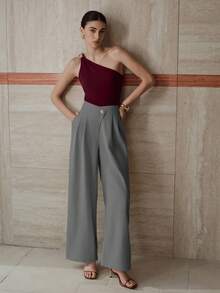 MOTF PREMIUM FOLD PLEATED SLANT POCKET PANTS - Grey - View 6