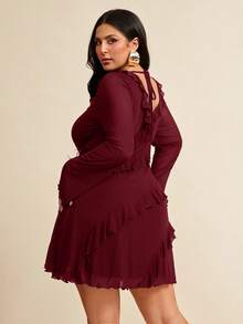 SHEIN BAE 加大洋裝 - 酒紅色 - 查看 4