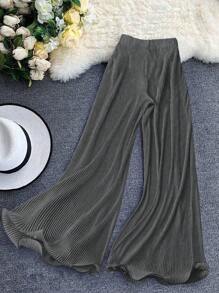 Franclia Plus Size Women's Solid Color Elastic Waist Wide Leg Loose Casual Pants Fall Cloth For Women