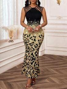 SHEIN Lady Women Long Dresses  Back To School Country Concert Outfit  Date Night Outfits Women - Multicolor - View 4