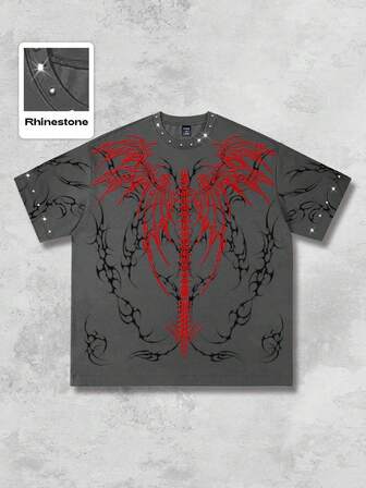 Goth Camiseta de manga corta con cuello redondo y estampado punk para hombre
