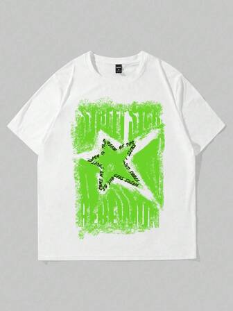 Street Life Herren T-Shirt mit Sternenmuster, kurzärmlig, geeignet für den täglichen Gebrauch im Frühling/Sommer, im Stil der 2000er Jahre