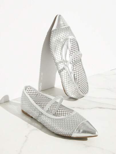 SHUZIA 女士純色尖頭時尚復古甜美平底鞋