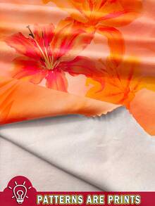 Soleia Bộ 2 món phong cách thường ngày đi nghỉ mát, họa tiết batik hoa ly cam và dâm bụt, gồm áo hai dây và chân váy thắt eo, thích hợp cho mùa hè đi chơi. - trái cam - Xem 3