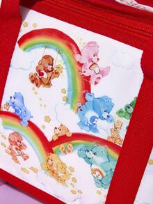 SHEIN X Care Bears 1pc Cartoon Character Printed Insulated Lunch Bag, Keeps Food Warm Or Cold, Picnic Bag, Large Capacity, Can Hold Lunch Boxes And Drinks, Suitable For Picnics, Camping, Travel, Home Use, Suitable For Families, Students,Cheer Bear, Good Luck Bear, Funshine Bear, Share Bear, Love-A-Lot Bear - Multicolor - View 4