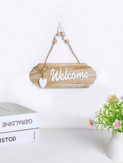SHEIN Rustic Wooden Welcome Plaque - Farmhouse Style Door Sign With Engraved Home Decor, Porch Wall Hanging For Cottagecore Entryway | Natural Wood Housewarming Gift