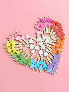 10/20/50PCS Heart-Shaped Wooden Clothespins,Wooden Clips For Photo Clips , Mini Decorative Wooden Pegs, For Crafts, Drying Clothes, Photo Folder, Wedding Party Favors, Hanging Postcards, DIY Decor, Clothes Pins, Family Wedding Valentine's Day Decoration Stationery Decoration, Useful Gadgets - Multicolor - View 13
