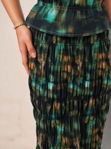 Hauture Summer Vacation Boho Print Shirred Detail Maxi Skirt - Multicolor - View 4