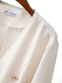 GlowEve CURVE 女士时尚优雅双排扣流苏夹克 - 米色 - 查看 8