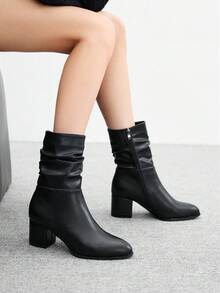 CUCCOO BIZCHIC New Arrival High-End Comfortable Fashionable Chunky Heel Ankle Boots For Women, Black - Black - View 1