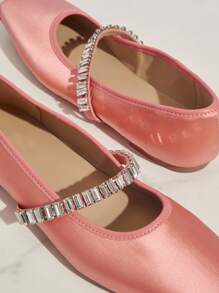 SHUZIA Sepatu Flat Wanita Modis dengan Hiasan Rhinestone dan Desain Serbaguna - Coral Pink - View 4