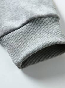 EMERY ROSE 1pc Women's Casual Round Neck Sweatshirt, Letter Printed Autumn And Winter Long Sleeved Pullover, Gray Sportswear Fall Cloth For Women