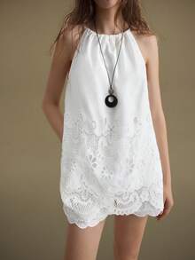 Ontre 女士极简通勤无袖上衣，激光切割刺绣，四季皆宜，优雅知性，适合婚礼宾客穿着，兼具法式慵懒高端气质，散发着老钱家族式的智慧与优雅，适合邮轮度假穿着，四季皆宜，现代休闲度假风，百搭女士乡村音乐会西部风格。 - 黑色 - 查看 6