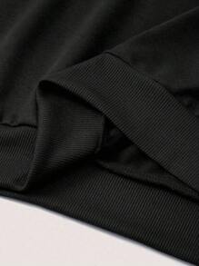 EMERY ROSE 大码女式不对称肩部纯色长袖宽松休闲卫衣，秋冬季毕业季、返校季、毕业典礼、教师节、返校套头衫 - 彩色 - 查看 3
