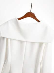 GlowEve CURVE 女士时尚腰部收腰翻领长袖夹克外套 - 白色 - 查看 4