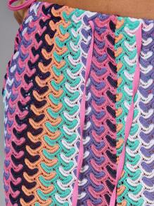 Musera Resort 高腰系带图案罩衫裤波西米亚风伊比沙岛可爱性感度假夏季海滩泳装波西米亚风假日条纹秋冬 - 彩色 - 查看 6