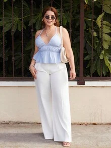 Lupita Cardoza Áo yếm hở lưng sọc giản dị, mùa hè - Nhiều màu - Xem 1