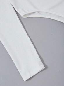 SHEIN Unity Bộ đồ liền thân hai mảnh cổ vuông dài tay màu trơn và chân váy in hoa toàn thân cho nữ - Nhiều màu - Xem 3