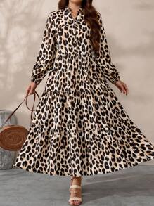 EMERY ROSE Đầm maxi in họa tiết thực vật cỡ lớn dành cho nữ, trang phục mùa thu cho nữ. - Nhiều màu - Xem 1