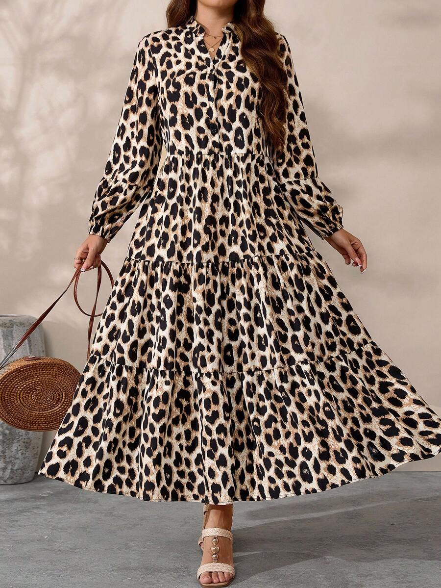 EMERY ROSE Đầm maxi in họa tiết thực vật cỡ lớn dành cho nữ, trang phục mùa thu cho nữ. - Nhiều màu - Xem 1