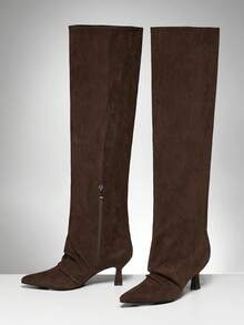 SHUZIA Women's Glamorous Sexy Pointed Toe Kitten Heel Over-Knee Boots For Christmas