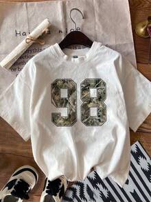 Attitoon Koszulka damska z okrągłym dekoltem, 34% bawełny, z nadrukiem w kamuflażu i nadrukiem gałęzi, idealna na lato