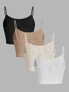 SHEIN EZwear 4 件套修身女士吊带背心，休闲，适合夏季背心 - 彩色 - 查看 2