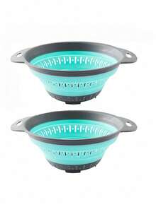 SHEIN 1pc/2pcs Foldable Collapsible Drain Basket, Small/Large, Square/Round Shape, Space-Saving Storage, Convenient For Kitchen Vegetable Fruit Cleaning And Rapid Draining - Multicolor - View 31