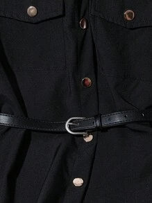 Franclia Camicia elegante da donna a righe a maniche lunghe 2 in 1