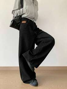 Livesso 女式宽松休闲口袋阔腿牛仔裤，百搭