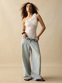 SoleilVie Body con volantes en los hombros para mujer - Blanco - Ver 4