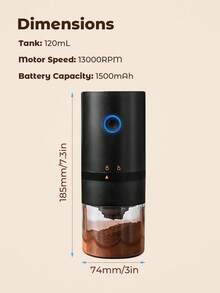 Teckwe 1pc Coffee Grinder USB Rechargeable Electric Coffee Grinder, Adjustable Coarse And Fine Grinding Machine, For Home Office Coffee Corner School Camping Travel