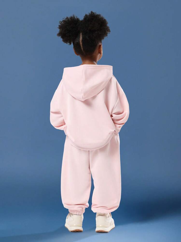 Fleece-Kapuzensweatshirt mit Logo-Schriftzug und passender Jogginghose