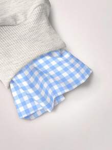 SHEIN 女式字母蝴蝶结印花圆领宽松长袖运动衫 - 淺灰色 - 查看 4