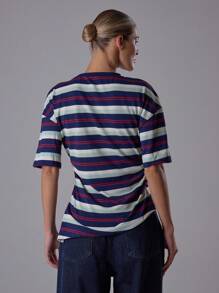 MUSERA Top largo con cintura ceñida, abertura lateral y rayas - Elegante, casual y sexy para vacaciones, aeropuerto, oficina u ocasiones especiales para mujeres en otoño, invierno y Navidad