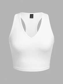 SHEIN EZwear 3 件套休闲简约百搭 V 领短款修身健身背心，适合夏季穿着 - 彩色 - 查看 9