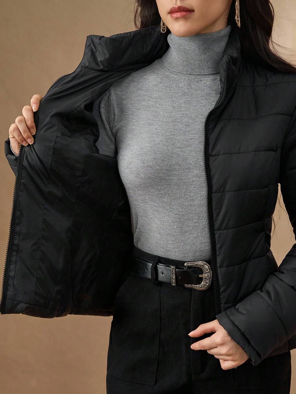Women's Slim Fit Casual Short Padded Padded Coat With Stand Collar, Lightweight And Warm For Autumn/Winter Jacket
