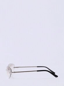 MUSERA Silver Rimless Y2K Fashion Glasses - Grey - View 3